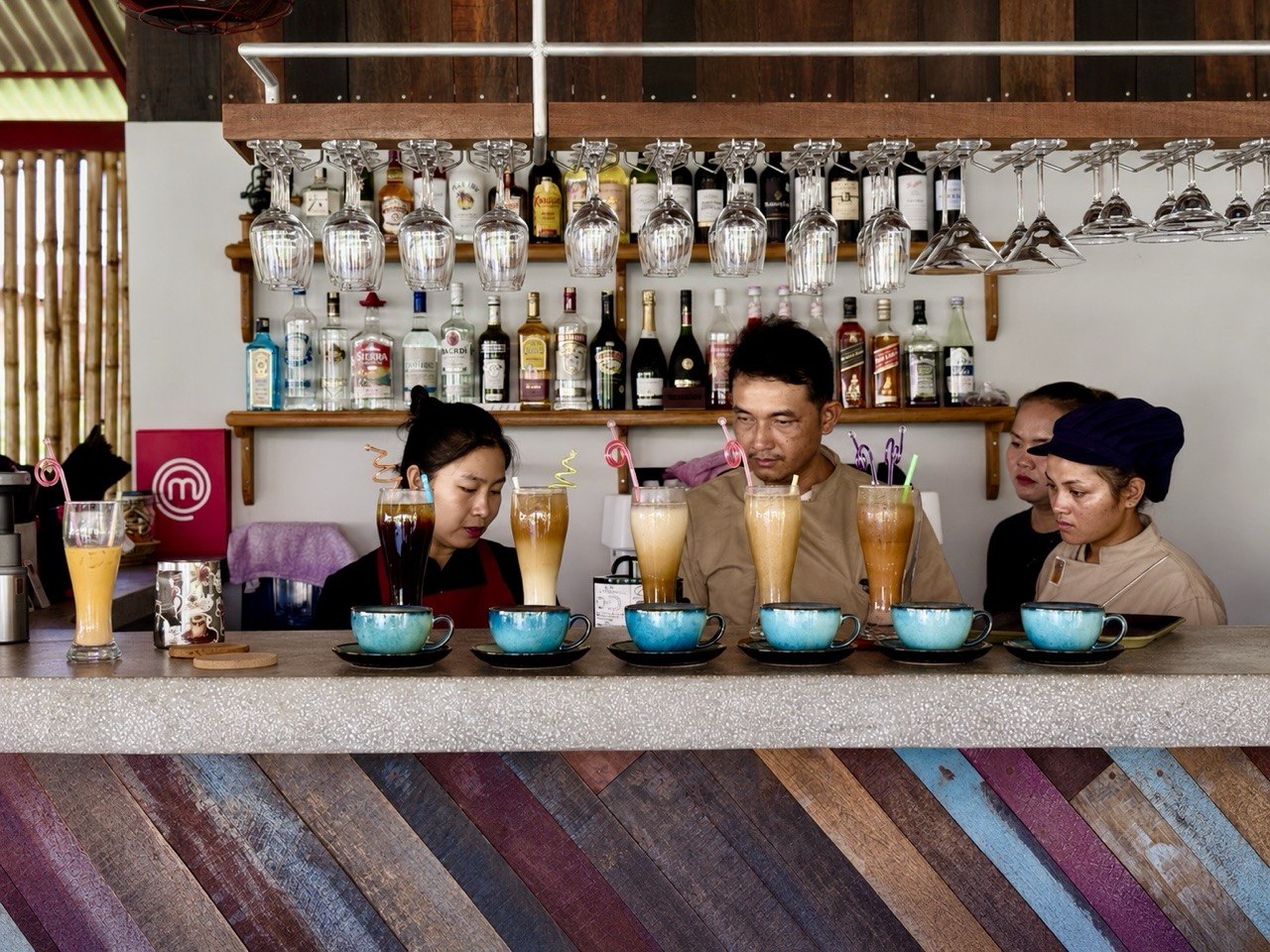 Drinks at the Secret Lake House bar